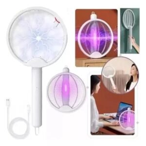 Raqueta Electrica Mata Mosquitos Moscas Plegable Recargable